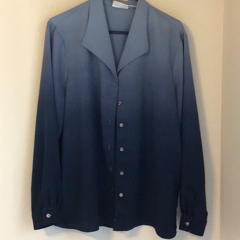 Long sleeve button down v neck blouse